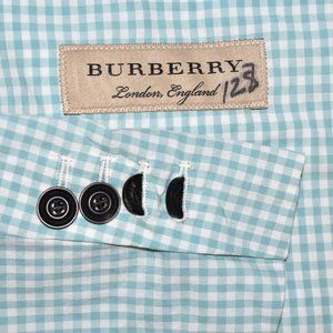 $1395 38R Burberry Light Green Check COTTON BLAZER